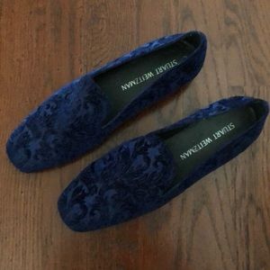 Stuart Weitzman blue velvet slipper shoes